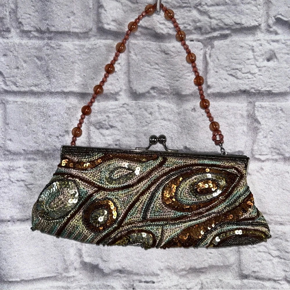 Gold Iridescent Rhinestone‎ Evening Bag Sparkly Y2K Glam a801